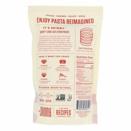 It's Skinny Fettucine Shaped Pasta Perspective: left