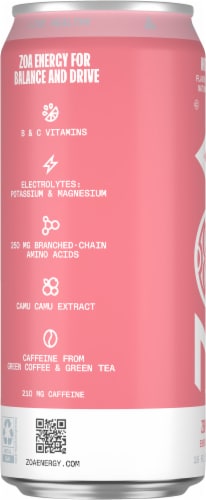 ZOA® White Peach Zero Sugar Energy Drink Perspective: left