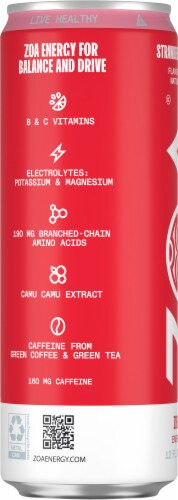 ZOA® Zero Sugar Strawberry Watermelon Energy Drink Can Perspective: left