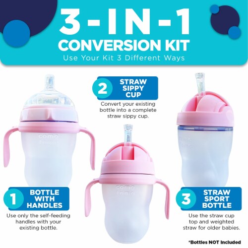 Botabee 3-in-1 Green Weighted Straw Sippy Cup Kit for Comotomo Baby Bottles (2 Pack) Perspective: left