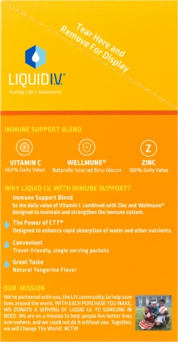 Liquid I.V.® Hydration Multiplier® + Immune Support Tangerine Drink Mix Perspective: left