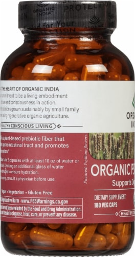 Organic India® Organic Psyllium Fiber Dietary Supplement Capsules Perspective: left