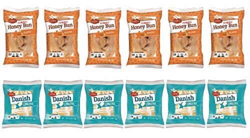 Tribeca Curations | Cloverhill Jumbo Glazed Honey Bun & Cheese Danish Combo | 12 Pack Perspective: left