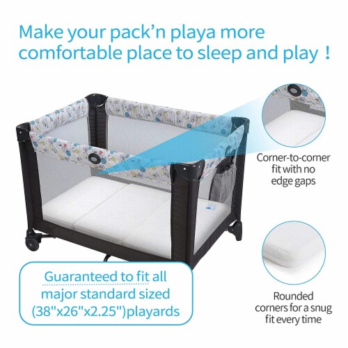 Bi-Comfer Pack n Play Tri Fold 2 Stage Waterproof Mini Crib Memory Foam Mattress Perspective: left
