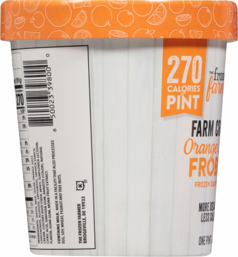 The Frozen Farmer Orange Cream Frobert Frozen Dairy Dessert Pint Perspective: left