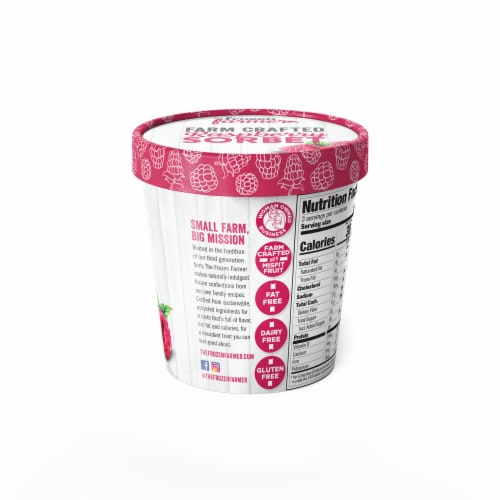 The Frozen Farmer™ Raspberry Sorbet Pint Perspective: left