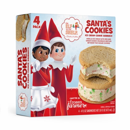 The Frozen Farmer Elf on the Shelf Santa's Cookies Ice Cream Sandwiches Perspective: left