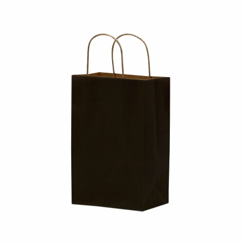 Prime Line Packaging Black Colored Kraft Paper Bags with Handles