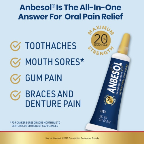 Anbesol Maximum Strength Instant Oral Pain Relief 0.33 oz Perspective: left