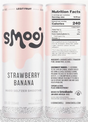 Smooj Strawberry Banana Hard Hard Seltzer Perspective: left