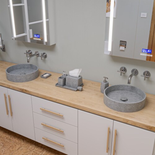 ALFI brand ABCO7055 Solid Concrete Gray Matte Cap Bathroom Sink Drain Perspective: left