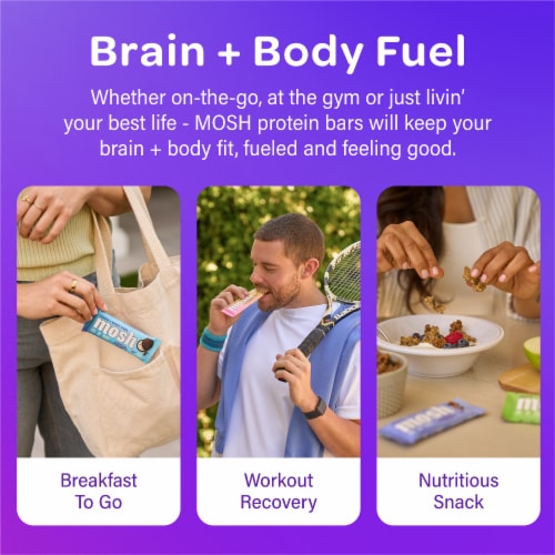 Mosh® Cookie Dough Crunch Brain + Body Fuel Nutrition Bar Perspective: left