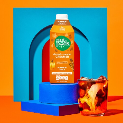nutpods® Unsweetened Non Dairy Pumpkin Spice made with Almonds and Coconuts Coffee Creamer Perspective: left