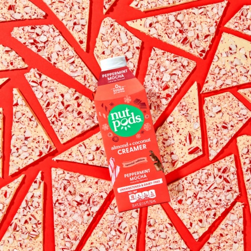 nutpods® Unsweetened Non Dairy Peppermint Mocha made with Almonds and Coconuts Coffee Creamer Perspective: left