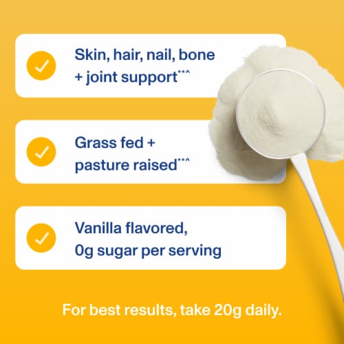 Vital Proteins Collagen Peptides for Skin, Hair, Nail & Joint Support 20g Collagen Vanilla Powder Perspective: left