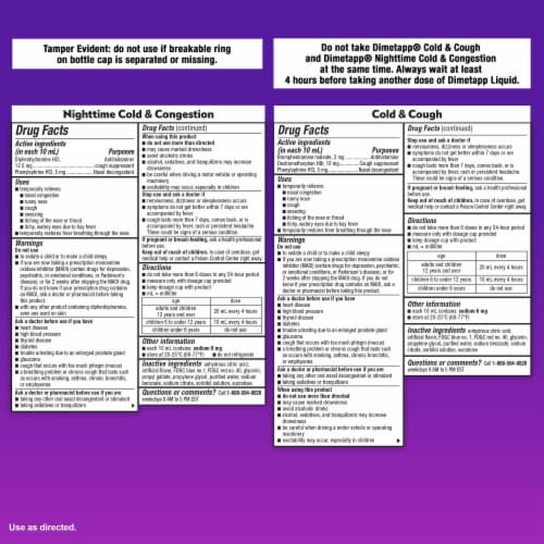 Children's Dimetapp Day & Night, Cold & Cough, Nighttime Cold & Congestion Medicine, Grape Flavor Perspective: left