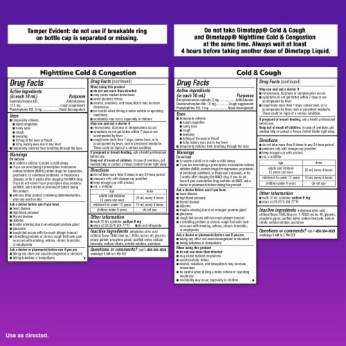 Children's Dimetapp Day & Night, Cold & Cough, Nighttime Cold & Congestion Medicine, Grape Flavor Perspective: left