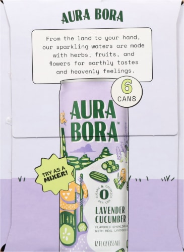 Aura Bora Lavender Cucumber Sparkling Water Perspective: left
