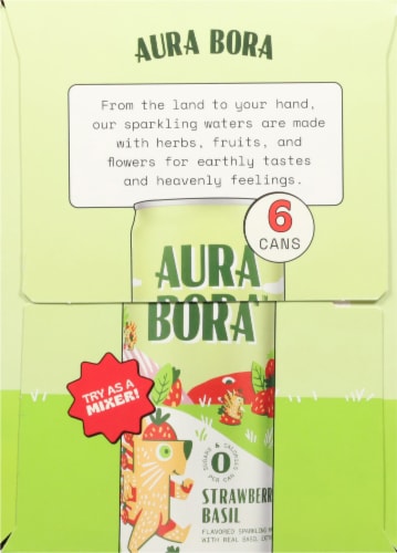 Aura Bora® Strawberry Basil Herbal Sparkling Water Perspective: left