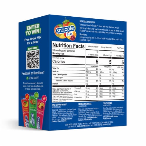 Snapple® Fruit Variety Pack Flavored Drink Mix Perspective: left