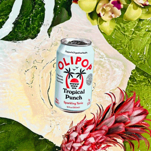 Olipop™ Tropical Punch Soda Can Perspective: left