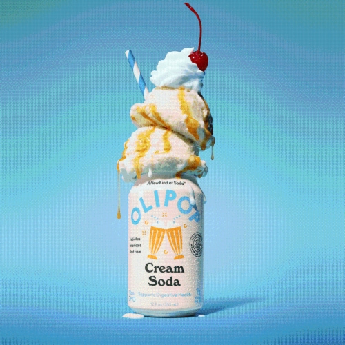 Olipop® Cream Soda Prebiotic Soda Can Perspective: left
