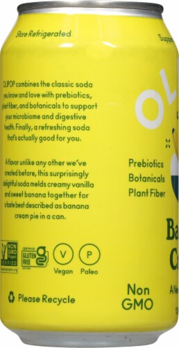 Olipop® Banana Cream Prebiotic Soda Can Perspective: left