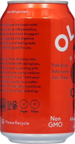 Olipop® Cherry Cola Prebiotic Soda Can Perspective: left