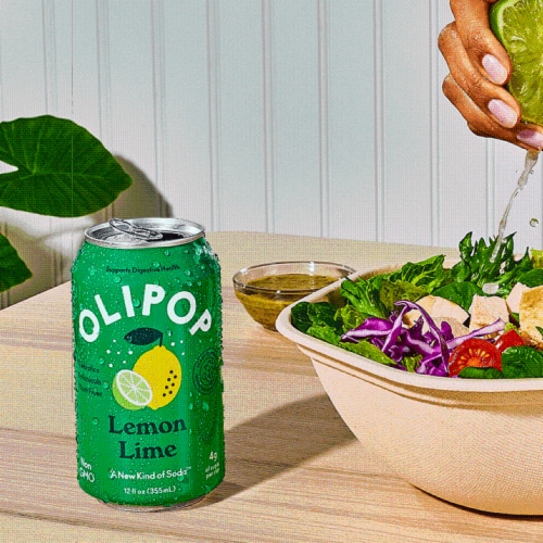Olipop® Lemon Lime Soda Can Perspective: left