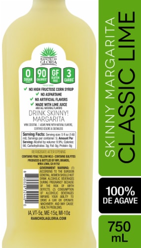 Rancho La Gloria Skinny Classic Lime Margarita Wine Ready to Drink Cocktail Perspective: left