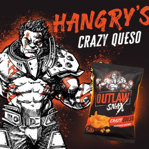 Outlaw Snax Crazy Queso Tortilla Chips Perspective: left