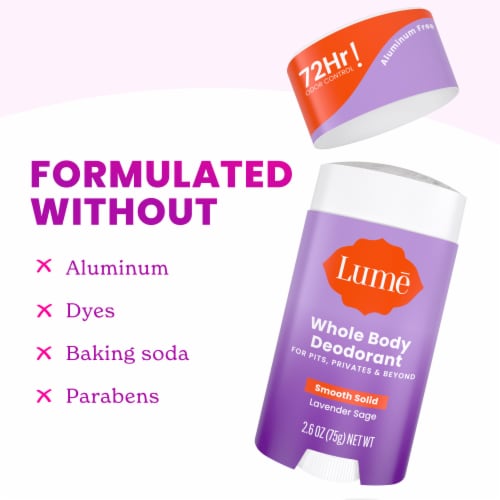Lume Women's Whole Body Deodorant Smooth Solid Lavender Sage Aluminum Free Perspective: left