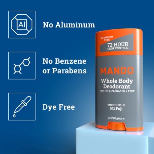 Mando Whole Body Deodorant - Men’s Aluminum-Free Smooth Solid Stick Deodorant - Mt Fuji Perspective: left