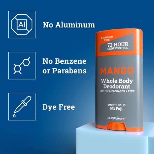 Mando Whole Body Deodorant - Men’s Aluminum-Free Smooth Solid Stick Deodorant - Mt Fuji Perspective: left