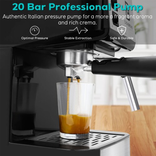 Casabrews Compact Espresso Coffee Machine with Milk Frother Wand, Black &  Silver, 1 Piece - Foods Co.