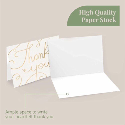 Rileys & Co Thank You Wedding Cards, Gold Foil with Stickers & Envelopes, 50 Pieces Perspective: left