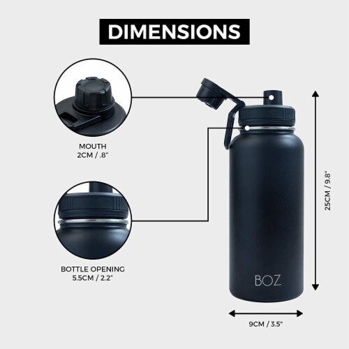 BOZ Stainless Steel Water Bottle XL - Two-Pack Bundle, Black / White, (1 L  / 34oz) Wide Mouth, 2 - Kroger