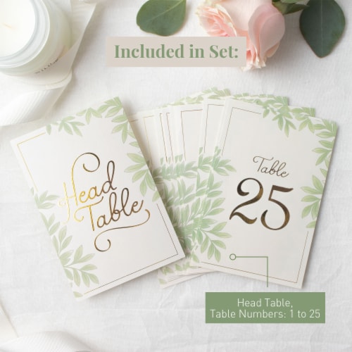 Rileys & Co Large Wedding Table Number Cards 1-25 and Head Table Sign, Gold Foil 26 Pcs -4x6" Perspective: left