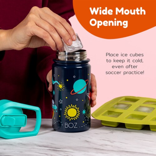BOZ Kids Insulated Water Bottle with Straw Lid, Stainless Steel Double Wall Water Cup-Shark Perspective: left