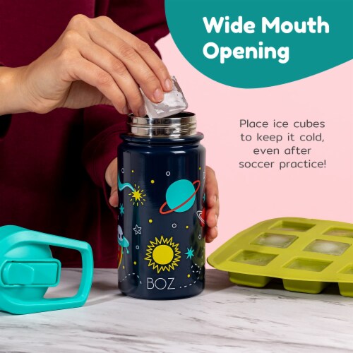 BOZ Kids Insulated Water Bottle with Straw Lid, Stainless Steel Double Wall-Space Perspective: left