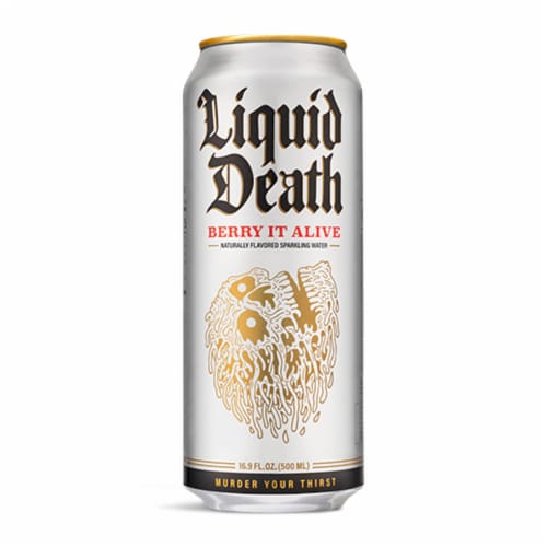 Liquid Death Berry It Alive Sparkling Water Perspective: left