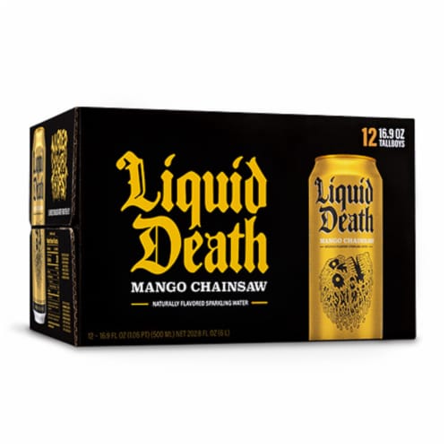 Liquid Death Mango Chainsaw Sparkling Water Perspective: left