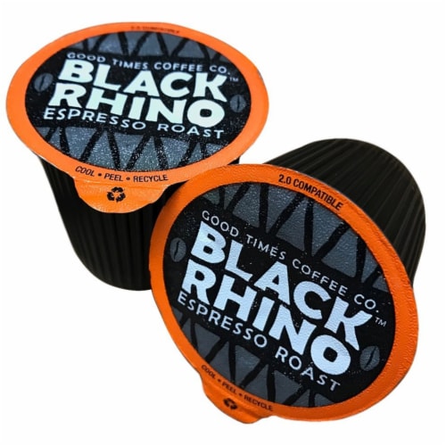 Black Rhino Espresso Roast Coffee, Single Serve Cups for Keurig K-Cup Pod Brewers, 12 Count Perspective: left