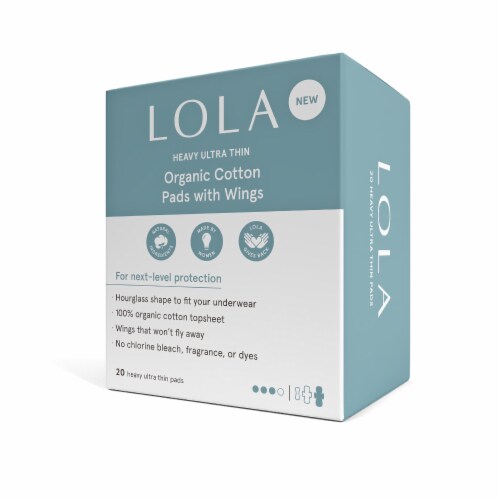 LOLA Ultra Thin Pads with Wings Heavy Absorbency Unscented Perspective: left