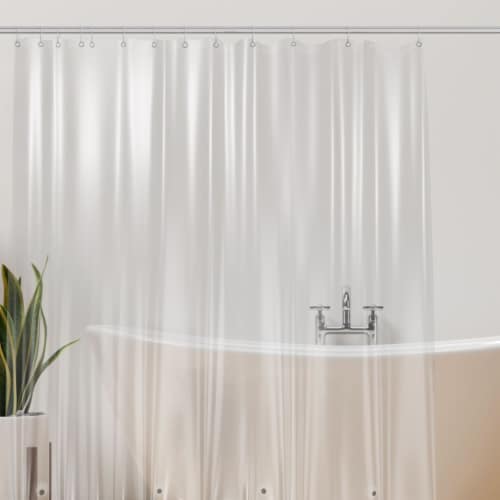 72&quot; W x 96&quot; H Clear PEVA Extra Heavy Weight Shower Liner - Liba Perspective: left