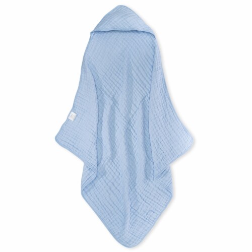 Baby Hooded Muslin Cotton Towel 2 pack Ultra Soft Warm Absorbent By Comfy Cubs (Sky Blue) Perspective: left