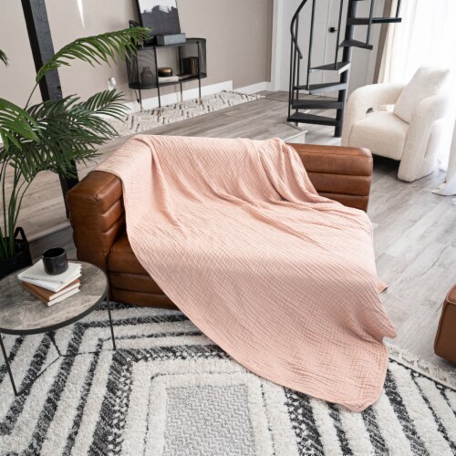 Muslin Blanket for Adults Extra Large Twin 90 x 66 Blush