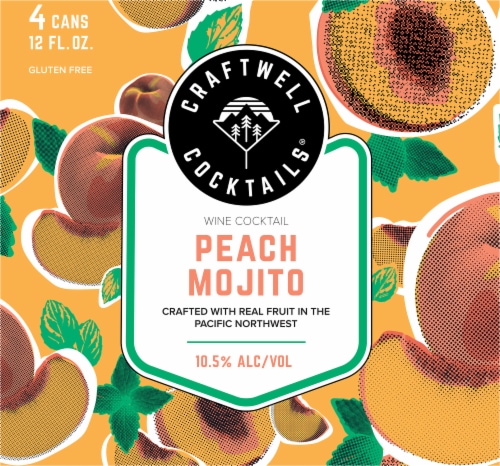 Craftwell Cocktails® Peach Mojito Wine Cocktail Perspective: left