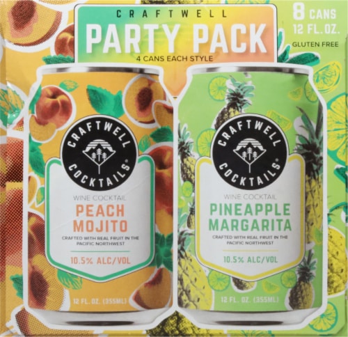 Craftwell Cocktails® Pineapple Margarita + Peach Mojito Cans Perspective: left
