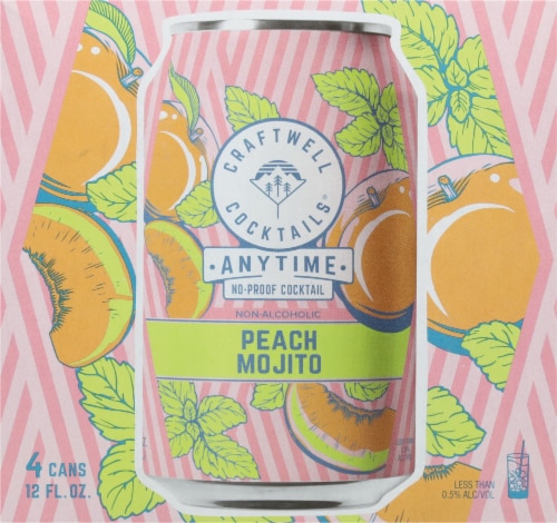 Craftwell Cocktails® Non-Alcoholic Peach Mojito Cans Perspective: left